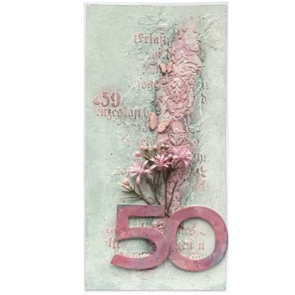Obrázek Přání k 50. narozeninám S růžovými květy