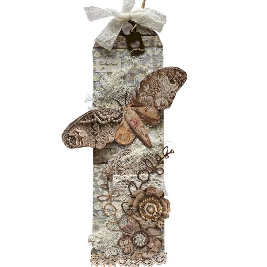 Obrázek Jmenovka na dárek (dlouhá) Hnědá s motýlem