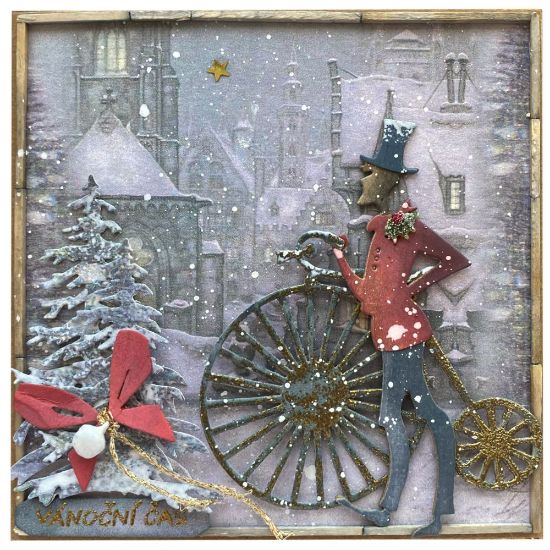 Obrázek Vánoční přáníčko Muž s bicyklem 2