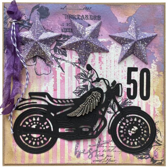 Obrázek Přání k 50. narozeninám Motorkářka 2