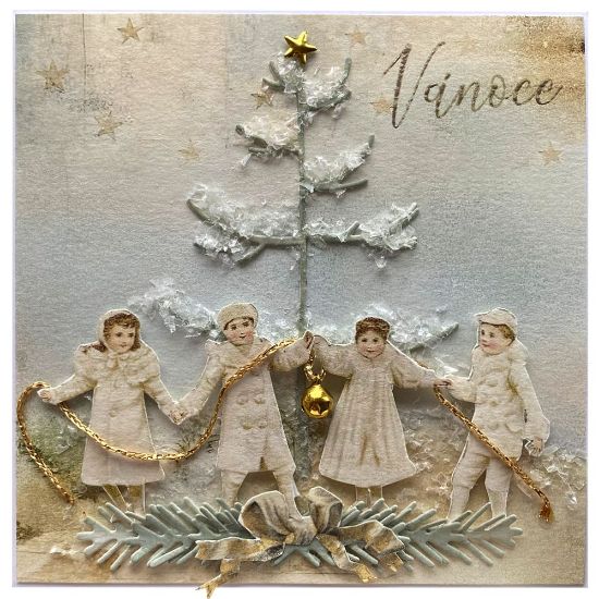 Obrázek Vánoční přáníčko Děti se stromečkem