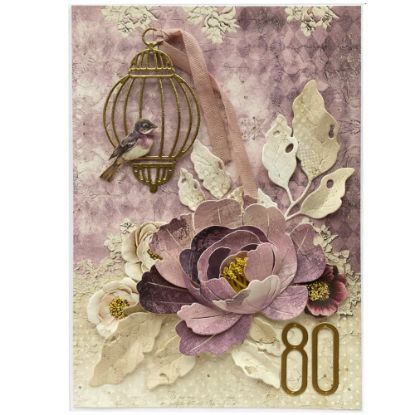 Zobrazit detail produktu - Přání k 80. narozeninám Ptáček v kleci Přáníčko ve stylu vintage