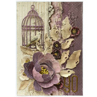 Zobrazit detail produktu - Přání k 90. narozeninám Ptáček v kleci Přáníčko ve stylu vintage
