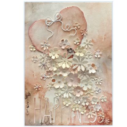 Přání  se srdcem a květinami