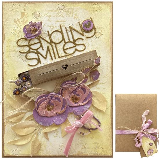 Obrázek Přání v krabičce s dárečkem Květinový náramek - lila